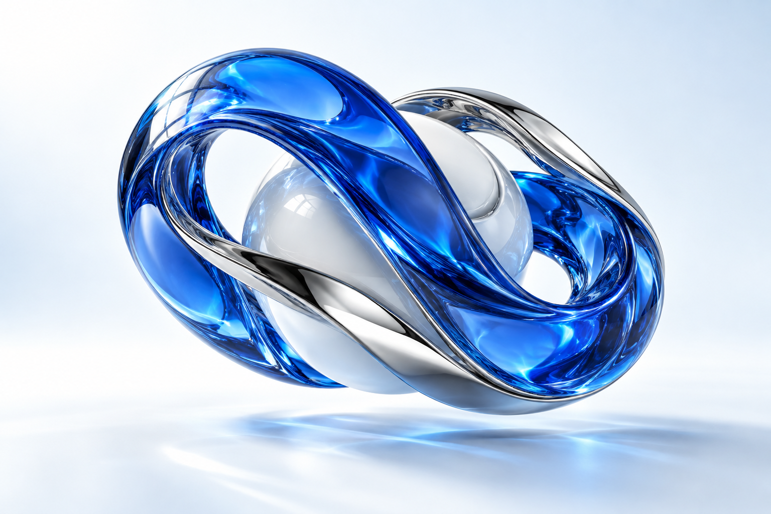 Scultura astratta in vetro blu elettrico